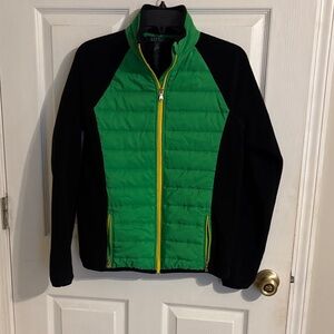 Lauren Green and Black Zip-Up Fleece Jacket